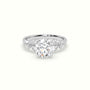 Round Diamond Side Stone Engagement Ring — White Gold