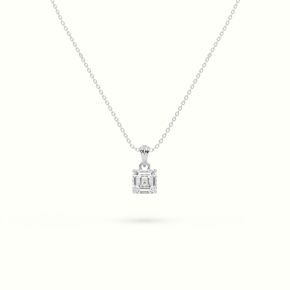 Ascher Cut Solitaire Diamond Pendant — White Gold