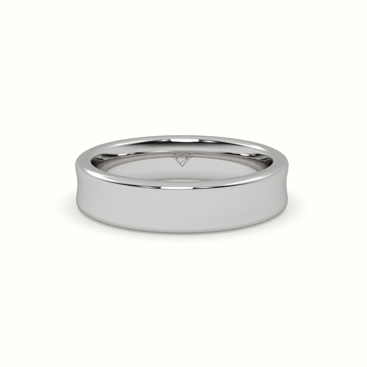 D Shape Court Profile Women'S Wedding Band — White Gold