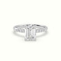 Emerald Cut Diamond Pave Engagement Ring — White Gold