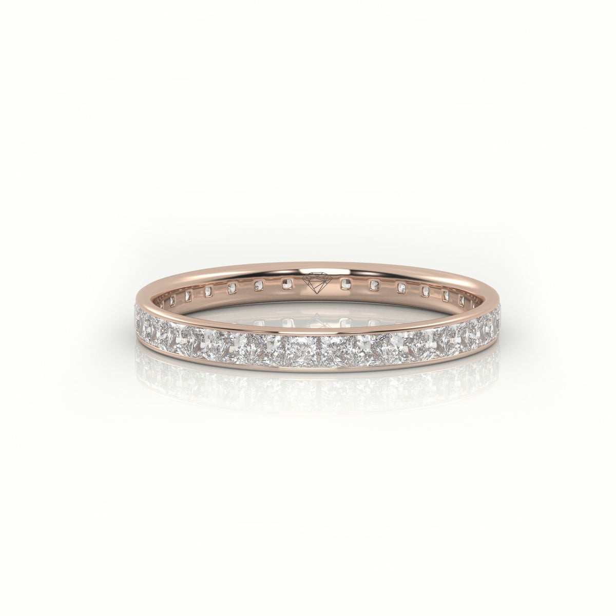 Princess Cut Diamond Channel Setting Eternity Wedding Band — Rose Gold