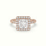 Princess Cut Halo Diamond Engagement Ring — Rose Gold