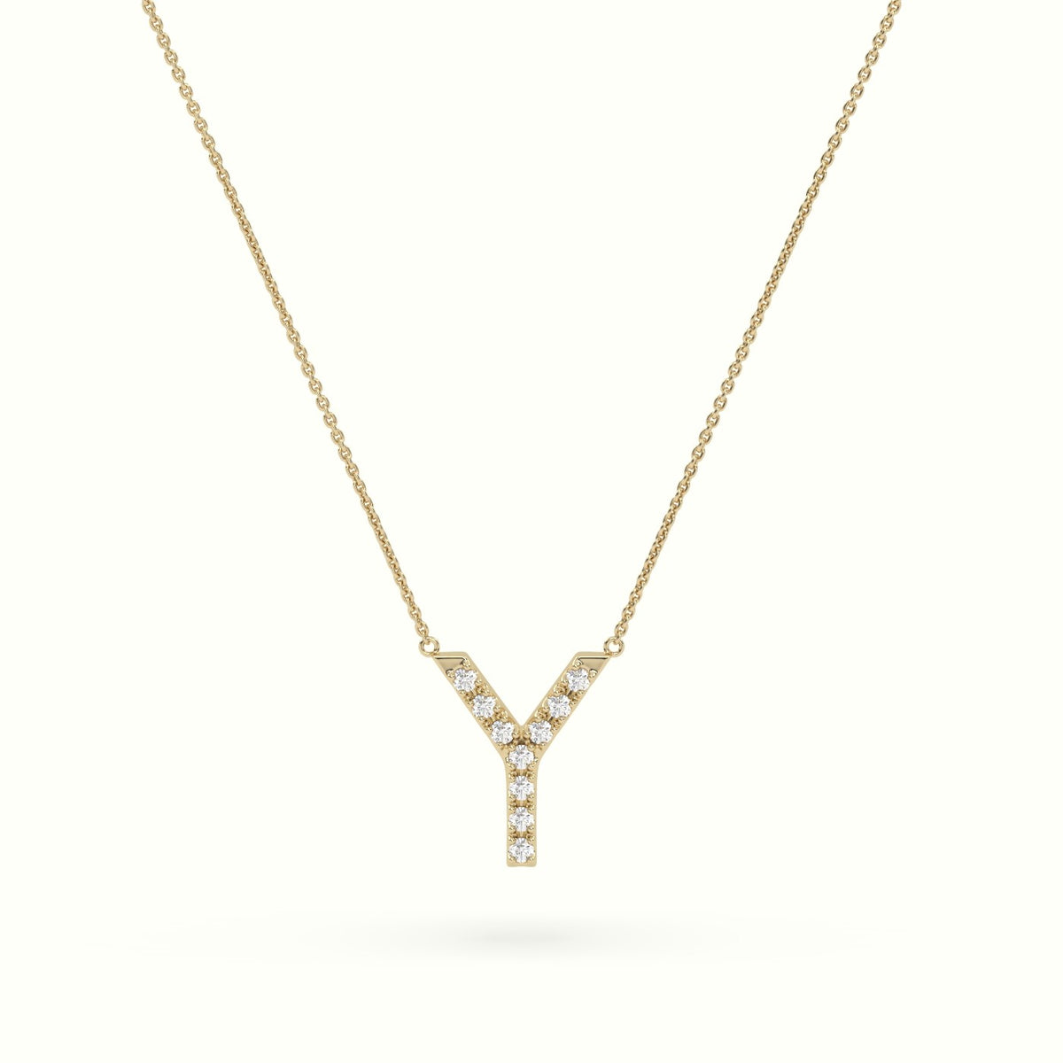 Initial "Y" Diamond Necklace - 18k Gold — Yellow Gold