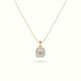 Ascher Cut Solitaire Halo Diamond Pendant — Yellow Gold