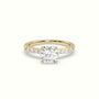 Asscher Cut Diamond Pave Engagement Ring — Yellow Gold