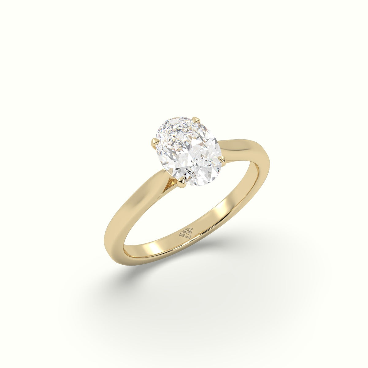 Oval Cut Solitaire Diamond 4 Prongs Ring — Yellow Gold