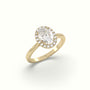 Oval Cut Diamond Halo Engagement Ring — Yellow Gold