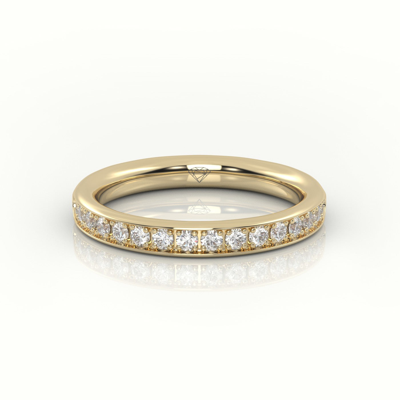 Round-Cut Diamonds Channel Setting Eternity Wedding Band — Yellow Gold