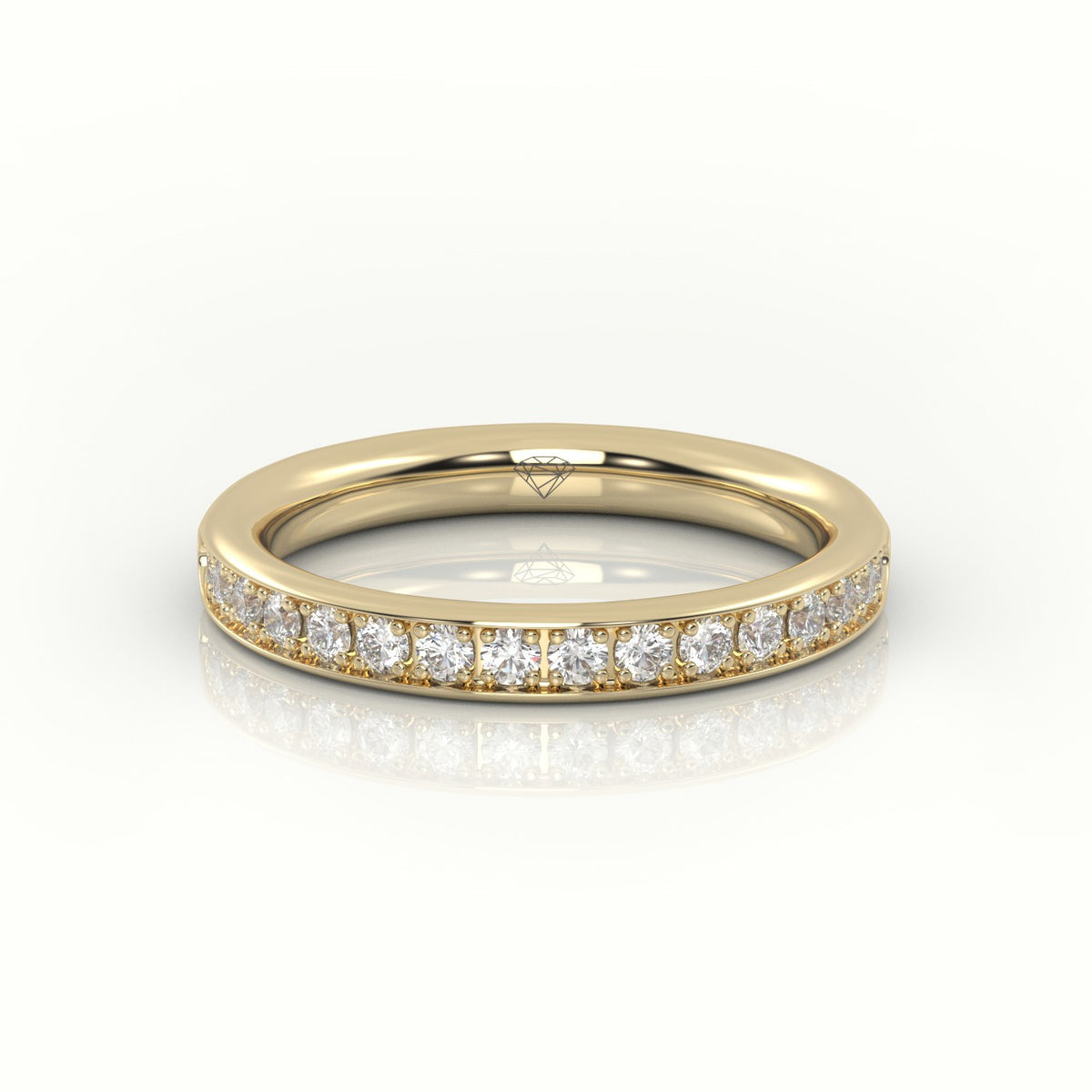 Round-Cut Diamonds Channel Setting Eternity Wedding Band — Yellow Gold
