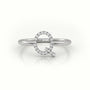 Round Cut Diamonds “Q” Initials Monogram Alphabet Ring — White Gold