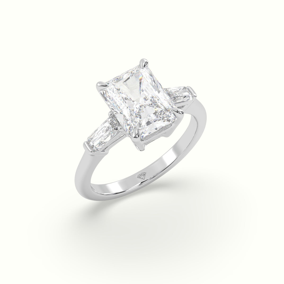 Radiant Trilogy Diamond Engagement Ring — White Gold