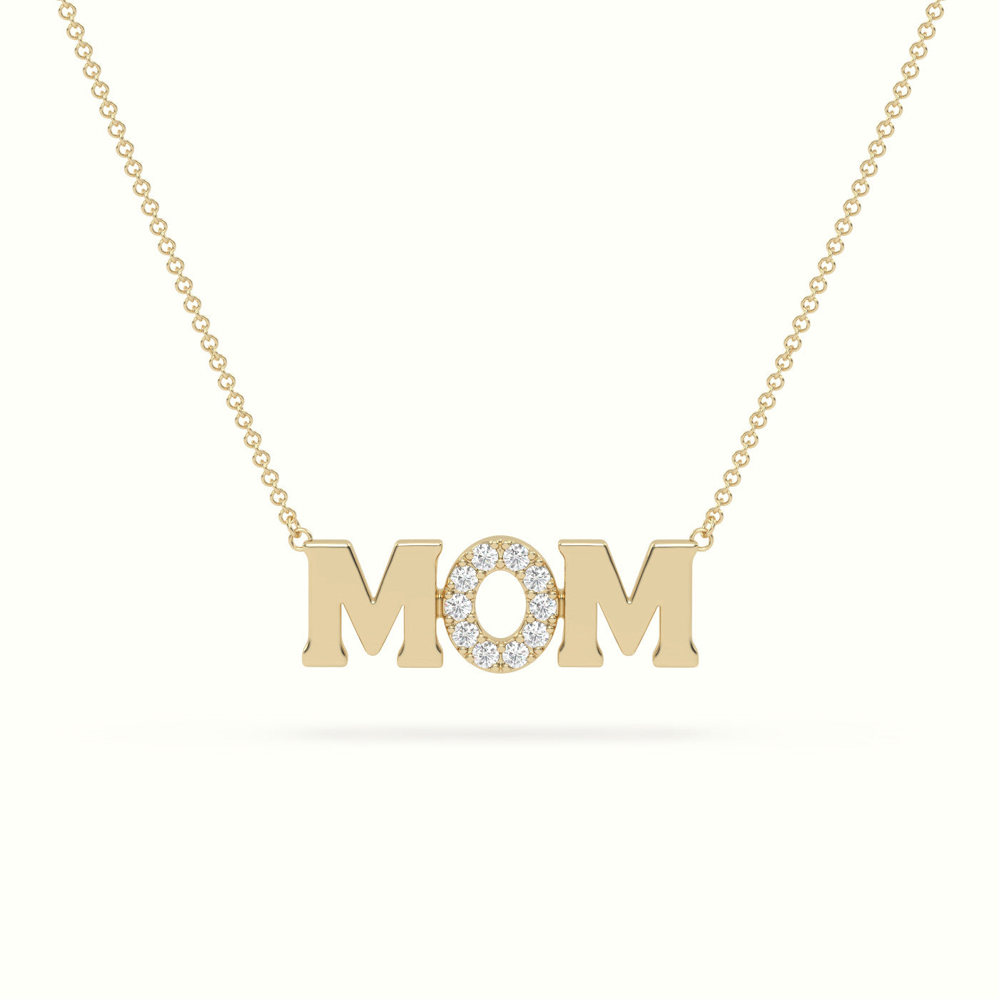 Mom Diamond Necklace — Yellow Gold