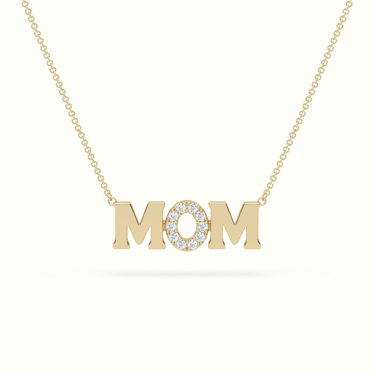 Mom Diamond Necklace — Yellow Gold