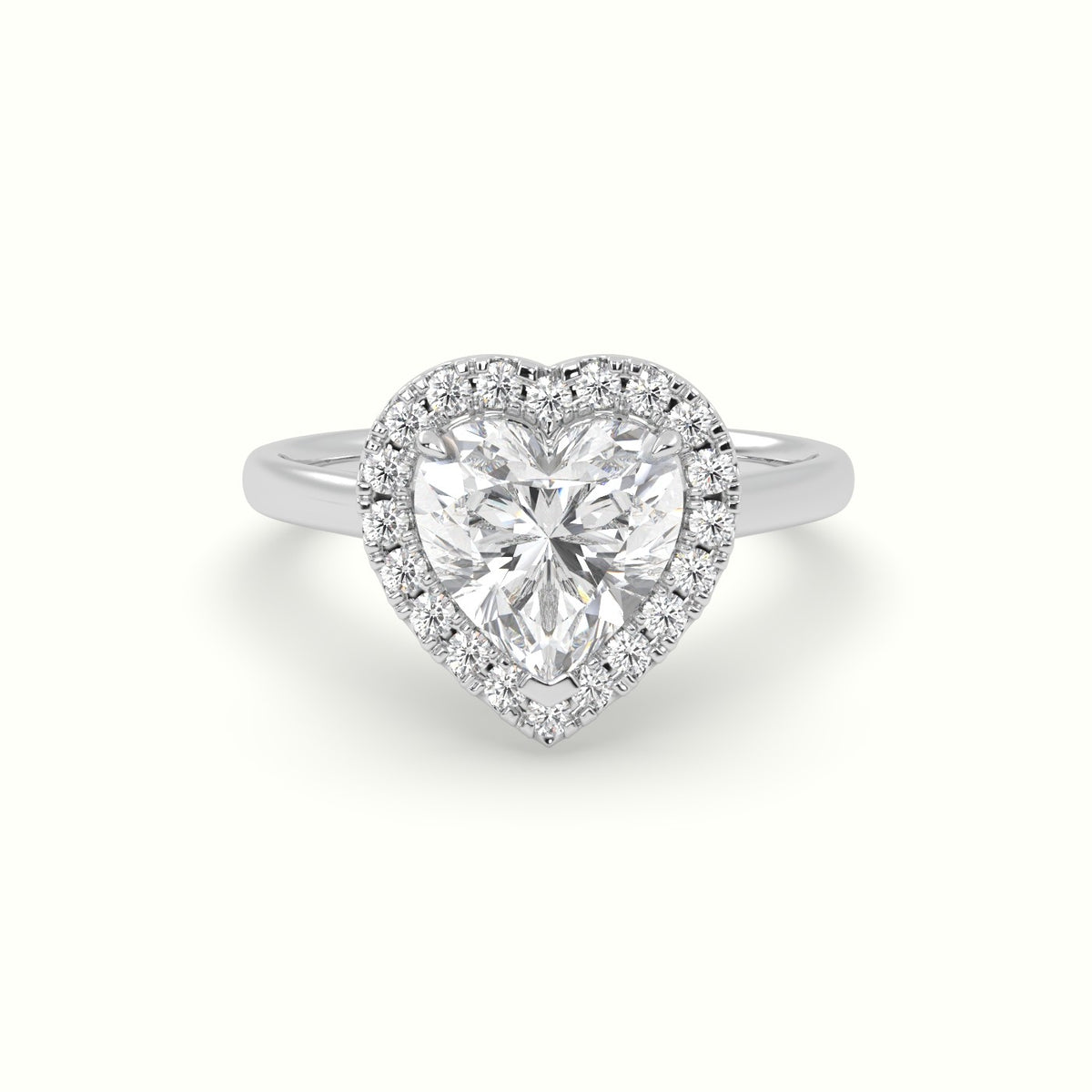 Heart Cut Halo Diamond Engagement Ring — White Gold