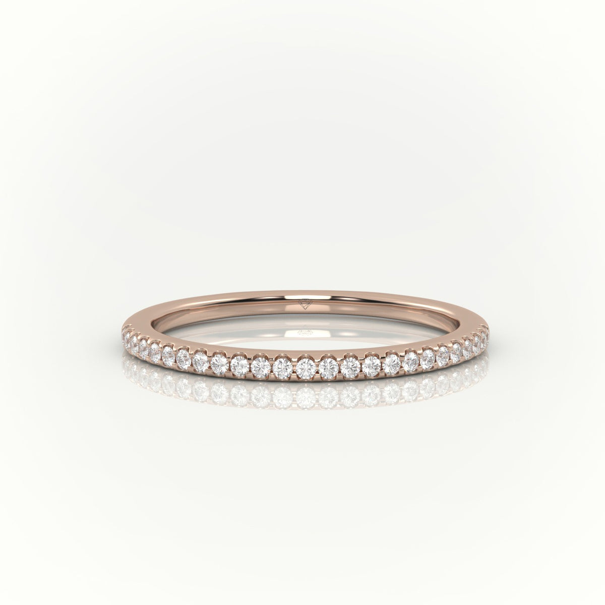 Round Cut Diamond Scallop Set Half Eternity Band — Rose Gold