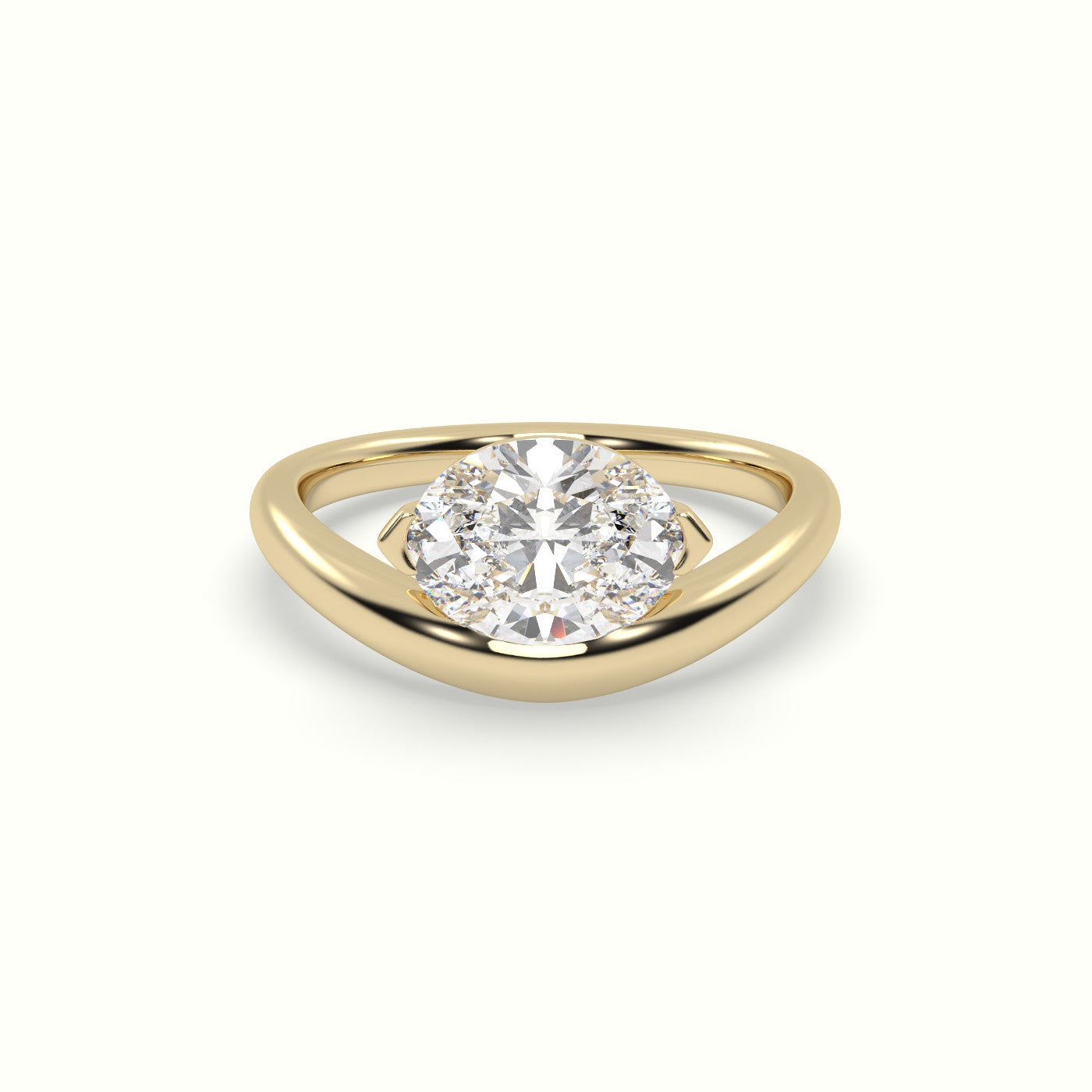 Oval Diamond Solitaire Bypass Engagement Ring — Yellow Gold