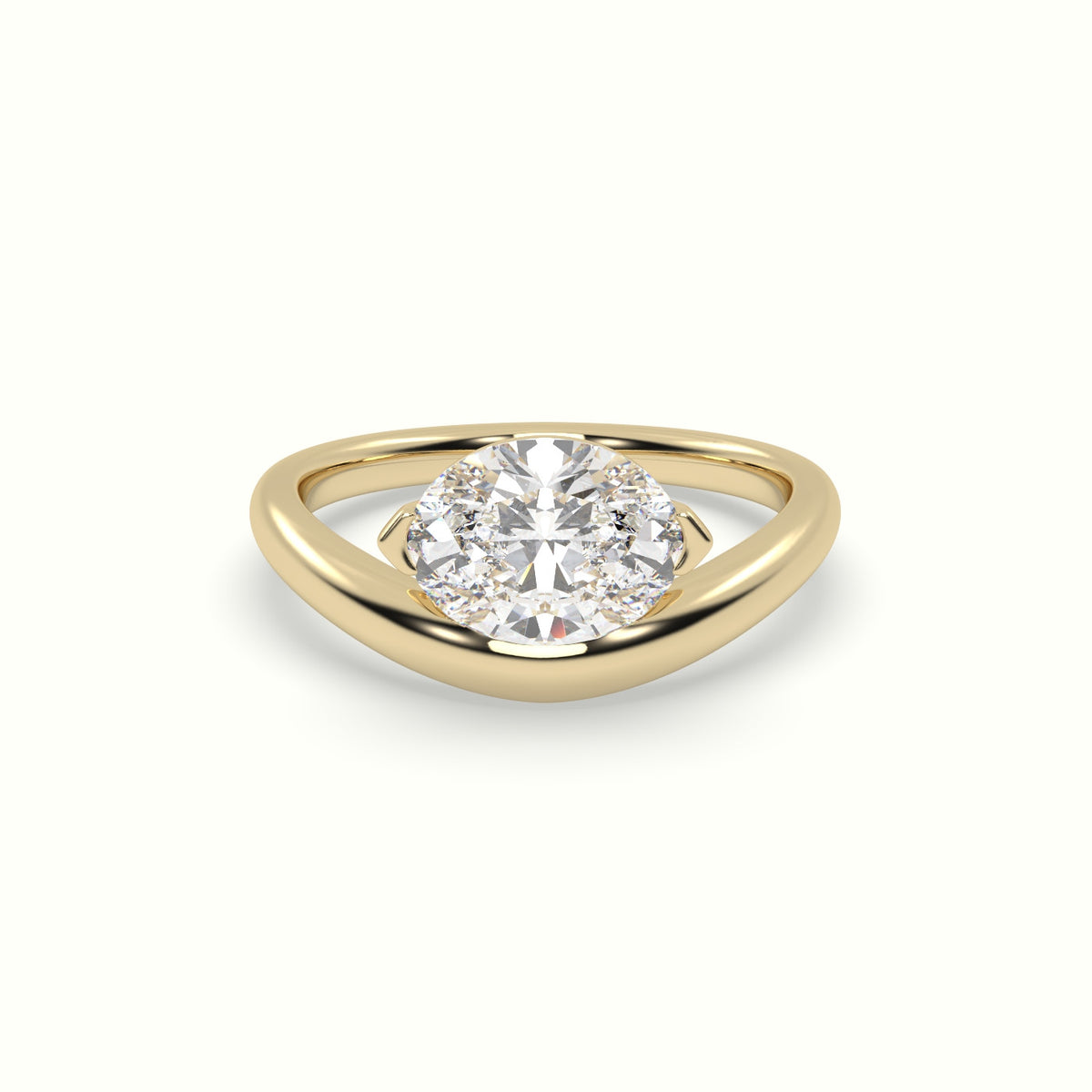 Oval Diamond Solitaire Bypass Engagement Ring — Yellow Gold