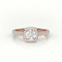 Round-Cut Diamond Halo Scallop-Setting Engagement Ring — Rose Gold