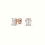 Emerald Cut Solitaire Lab-Grown Diamond Stud Earrings 18K Rose Gold