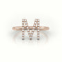 Round Cut Diamonds “M” Initials Monogram Alphabet Ring — Rose Gold