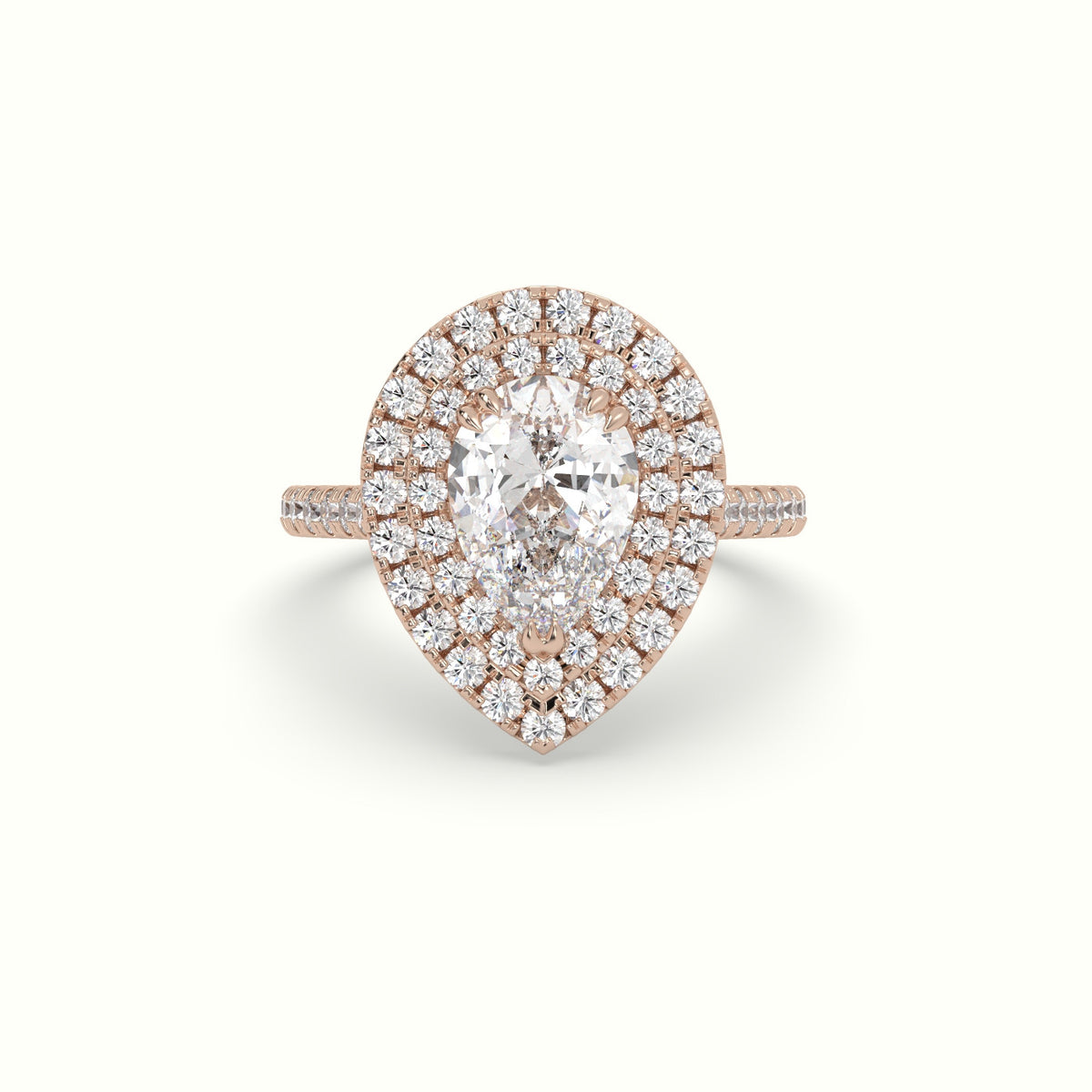 Pear Cut Diamond Halo Engagement Ring — Rose Gold