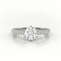 Round Cut Diamond 6 Prongs Pave Setting Engagement Ring — White Gold