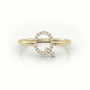Round Cut Diamonds “Q” Initials Monogram Alphabet Ring — Yellow Gold