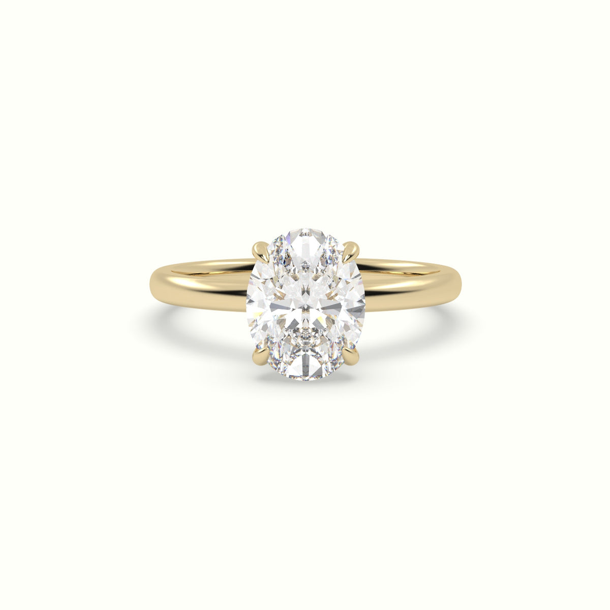 Oval Solitaire Engagement Ring — Yellow Gold