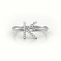 Round Cut Diamonds “K” Initials Monogram Alphabet Ring — White Gold