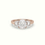 Cushion Diamond Trilogy Trapezium Engagement Ring — Rose Gold