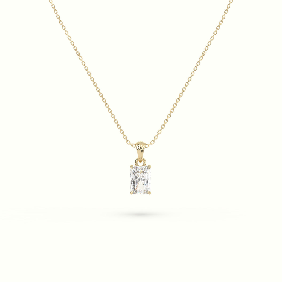 Radiant Cut Solitaire Diamond Pendant — Yellow Gold