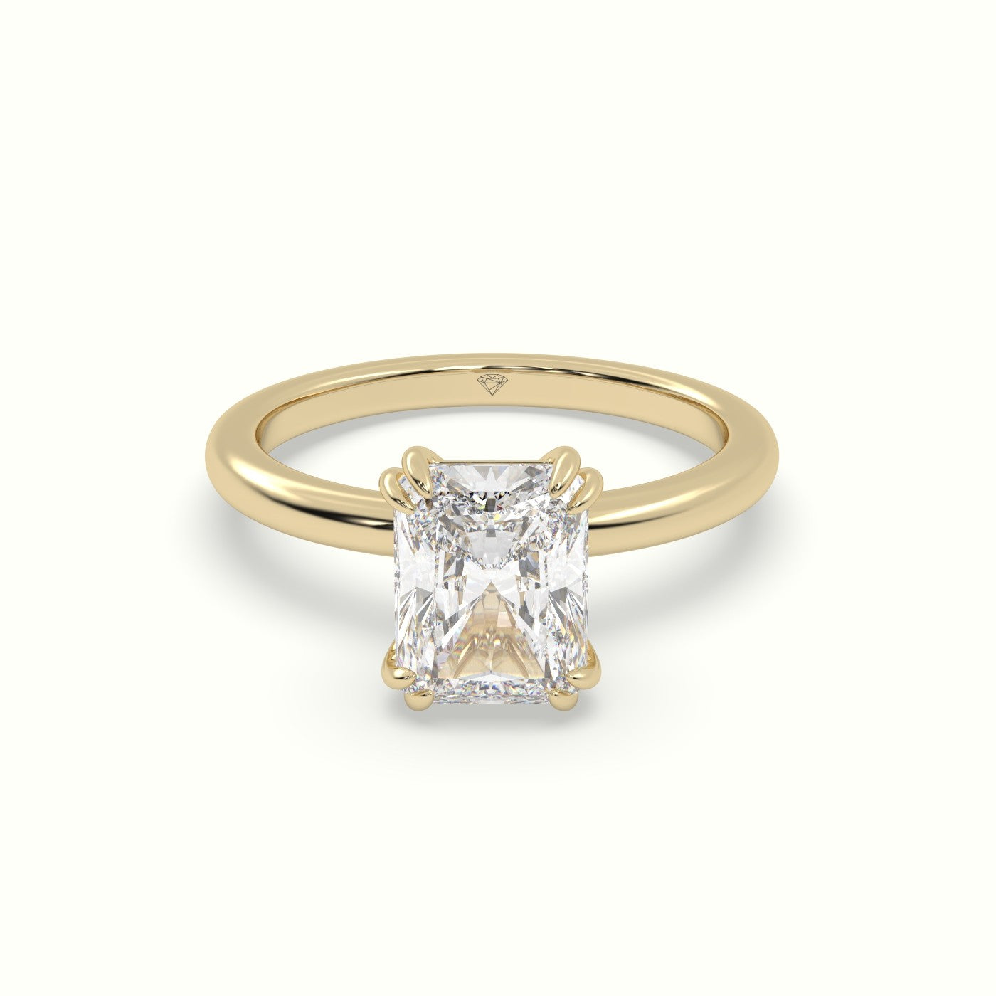 Radiant Cut Diamond Solitaire Engagement Ring — Yellow Gold