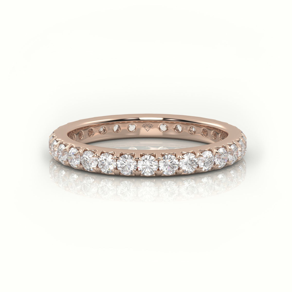 Round Cut Pave Setting Eternity Wedding Band — Rose Gold