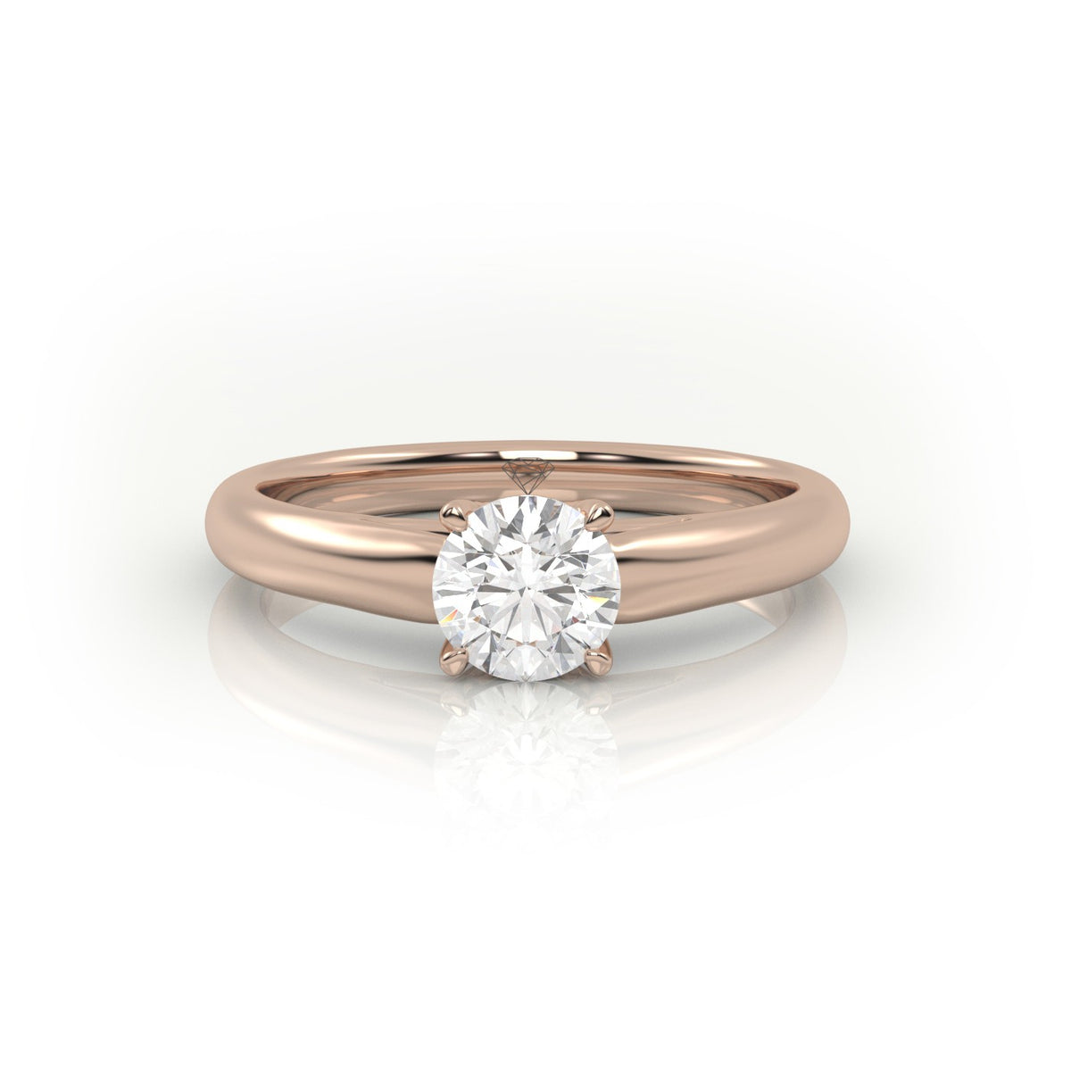 Round Cut Diamond Solitaire Ring — Rose Gold