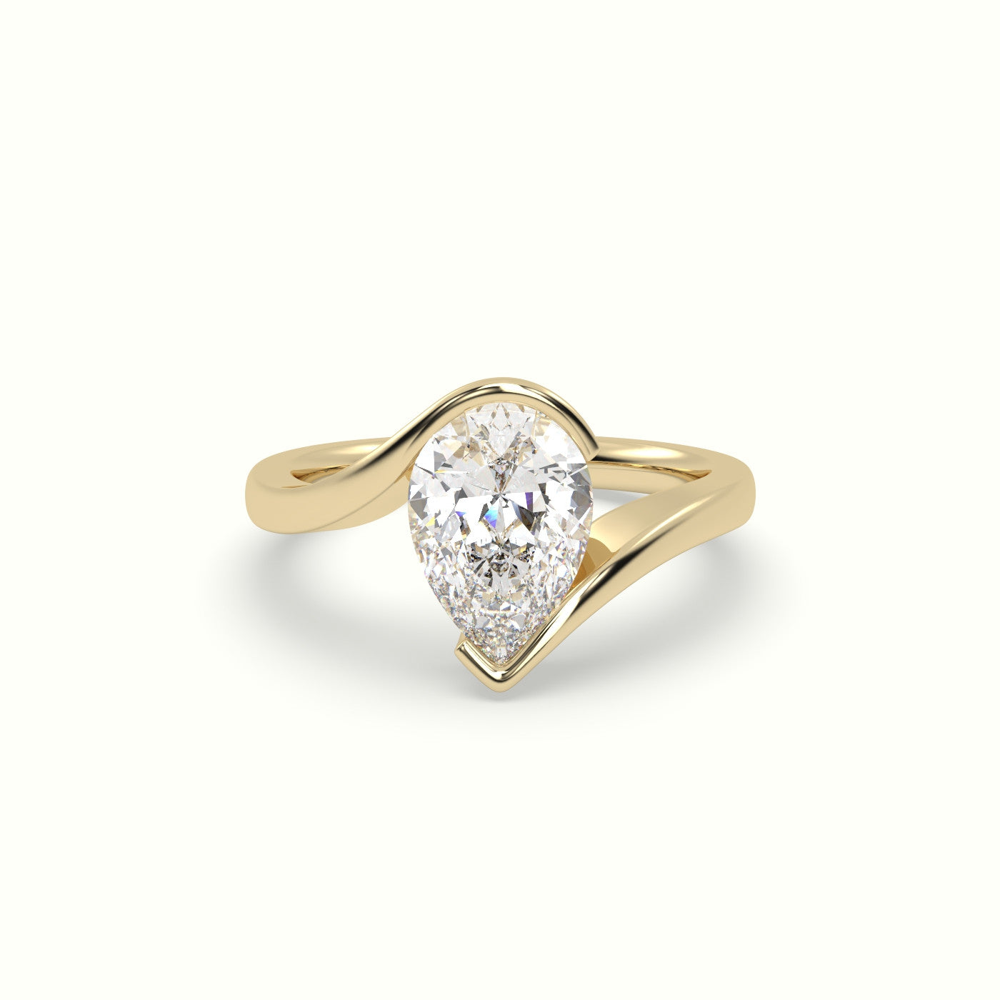 Pear Diamond Tension Engagement Ring — Yellow Gold