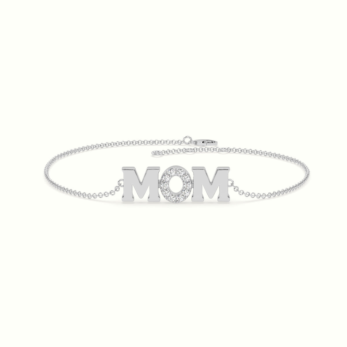 Mom Diamond Bracelet — White Gold
