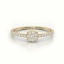Round Cut Diamond 4 Prongs Pave Setting Designer Ring — Yellow Gold