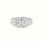 Emerald Cut Diamond Side Stone Engagement Ring — White Gold