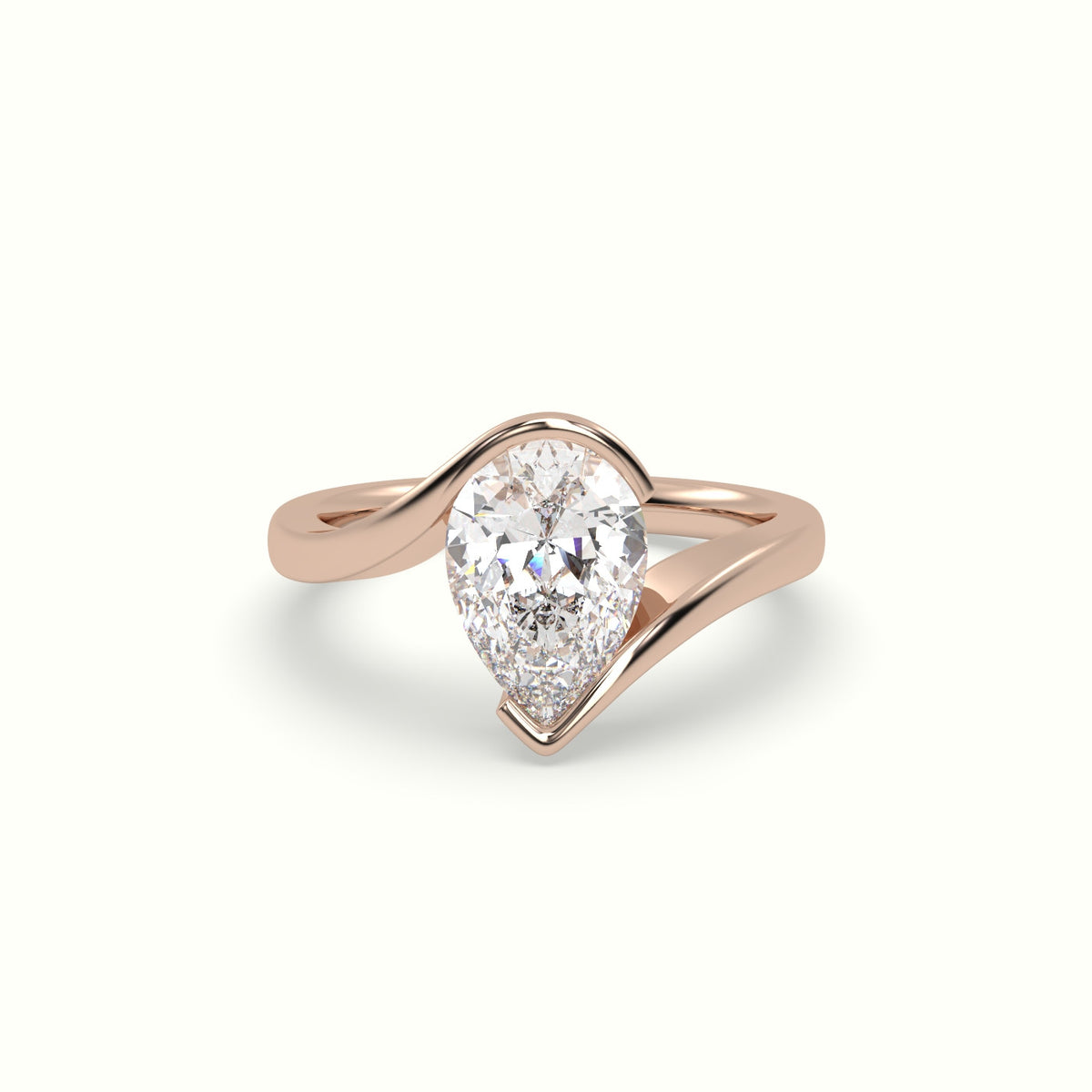 Pear Diamond Tension Engagement Ring — Rose Gold