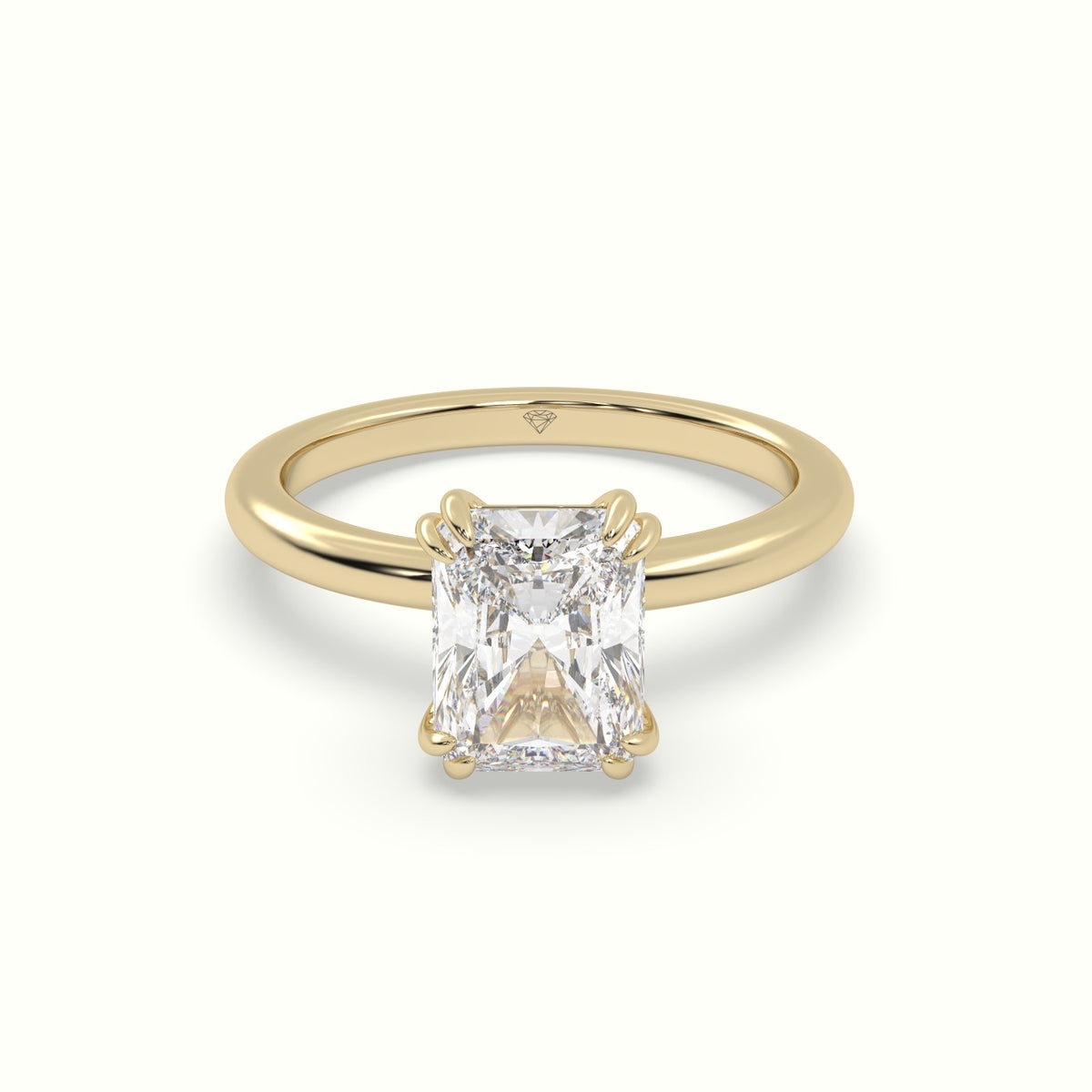 Radiant Cut Diamond Solitaire Engagement Ring — Yellow Gold