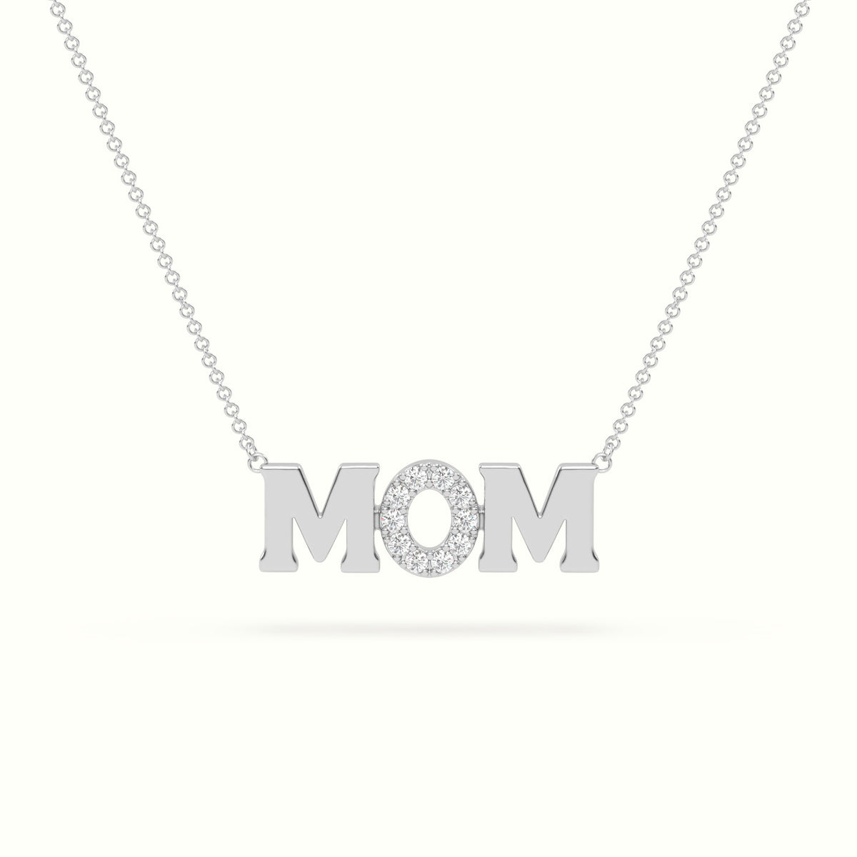 Mom Diamond Necklace — White Gold