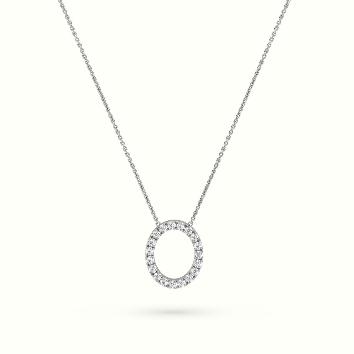 Initial "O" Diamond Necklace - 18k Gold — White Gold