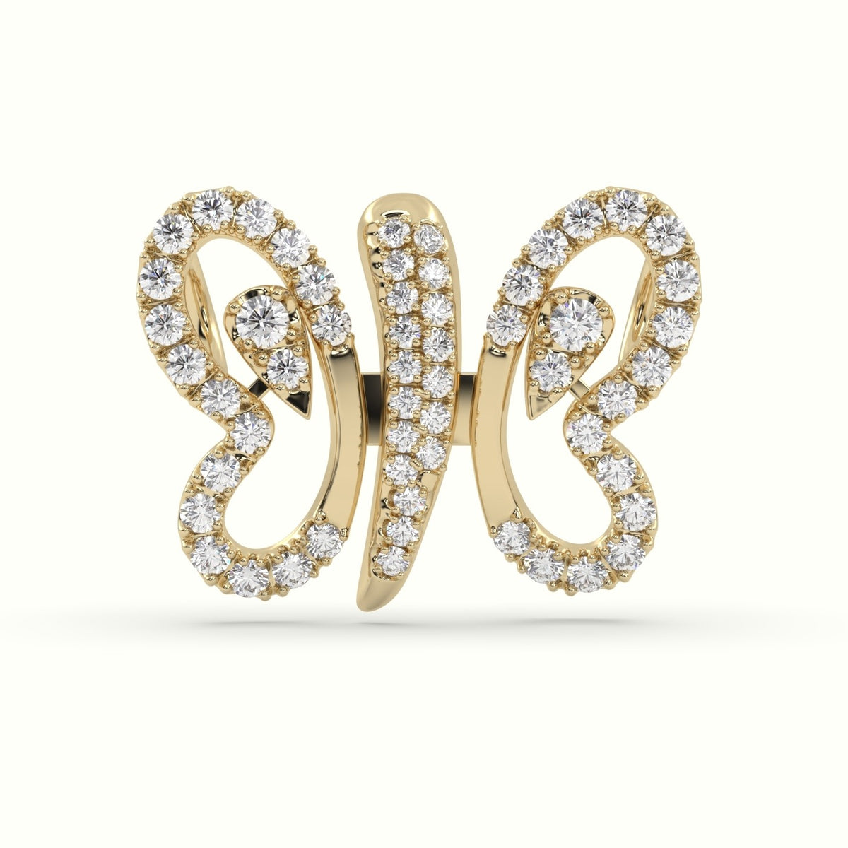 Butterfly Pendant Set With Total 1 Carat Round Diamonds — Yellow Gold