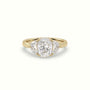 Cushion Diamond Trilogy Half Moon Engagement Ring — Yellow Gold