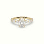 Oval Cut Diamond Engagement Ring With Side Stones — Yellow Gold