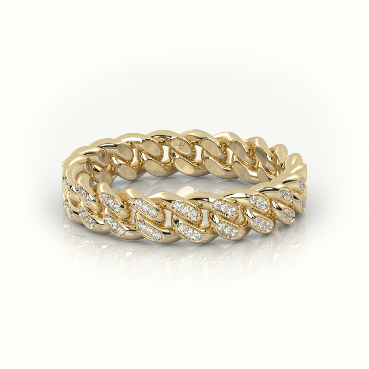 Cuban Diamonds Ring 5Mm — Yellow Gold