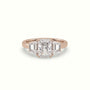 Radiant Diamond Trilogy Trapezium Engagement Ring — Rose Gold