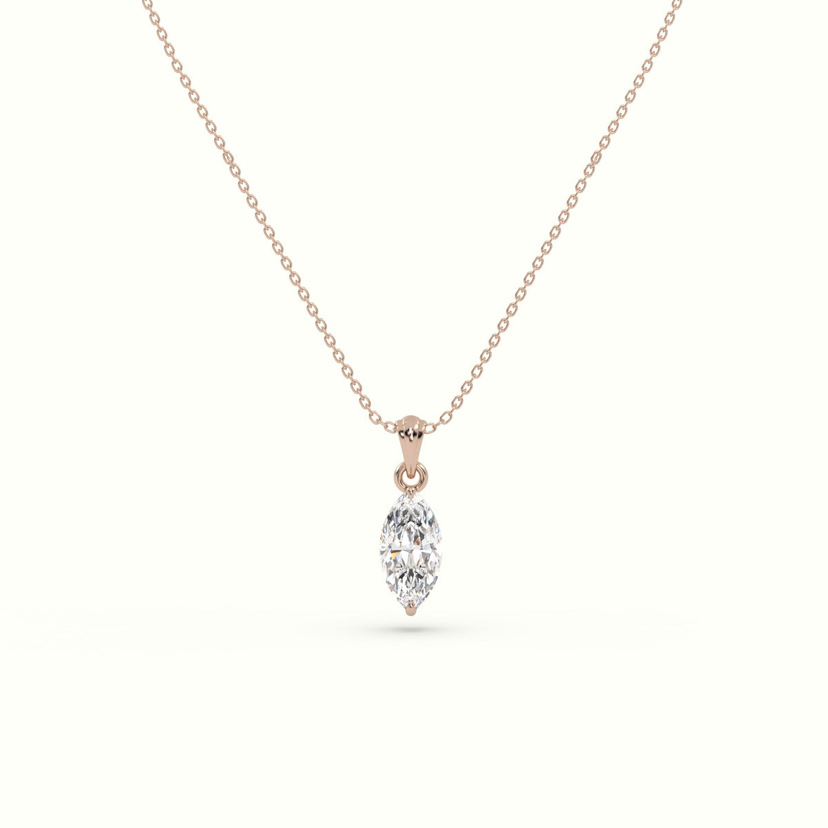 Marquise Cut Solitaire Diamond Pendant — Rose Gold