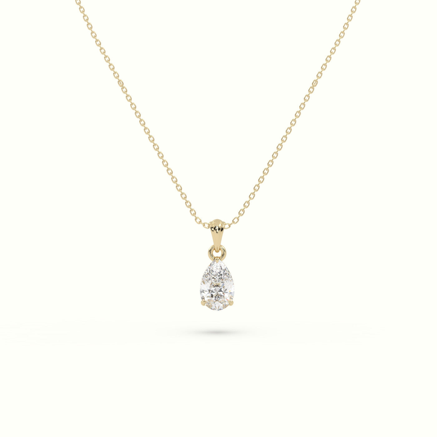 Pear Cut Solitaire Diamond Pendant — Yellow Gold
