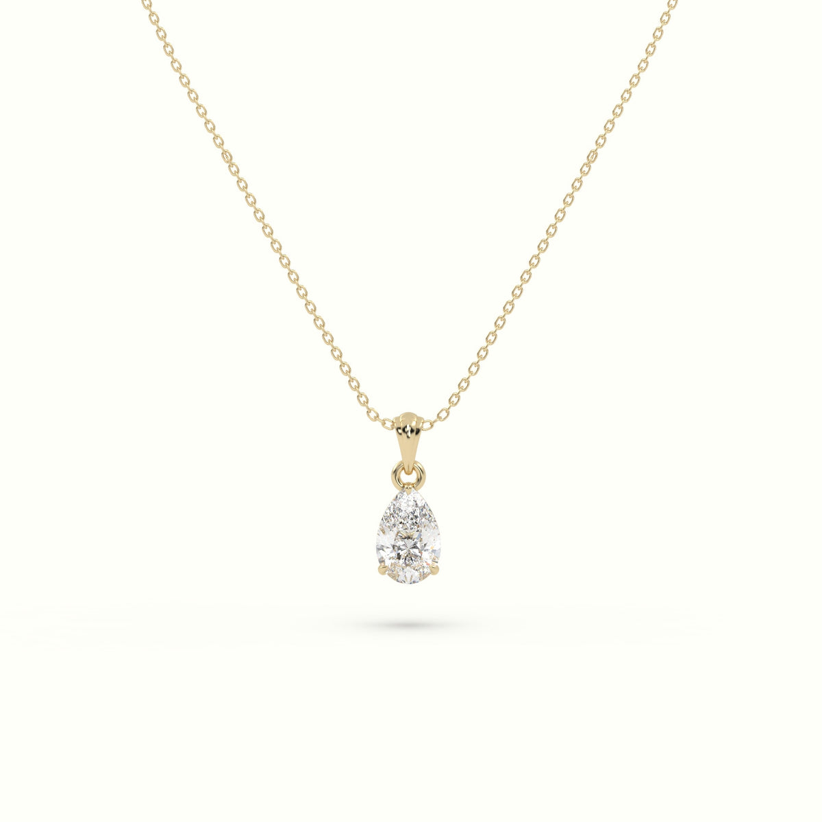 Pear Cut Solitaire Diamond Pendant — Yellow Gold